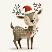 Cute Retro Reindeer Christmas Card シーズンカード
