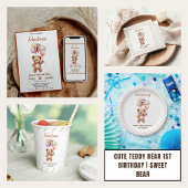 Cute Teddy Bear 1st Birthday | Sweet Bear  ラウンドシール