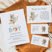 Cute Astronaut Teddy Bear Boy Baby Shower Invite ポストカード