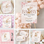 Boho Teddy Bear Baby Shower Girl スタンダードカクテルナプキン
