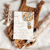 気球を持つ熊の男の子シャワー サンキューカード