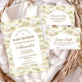 Cute Tropical Nursery Animals Baby Shower 招待状