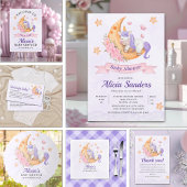 Purple Watercolor Unicorn Baby Shower ギフトタグ