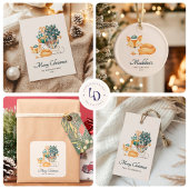 水彩キツネクリスマススリーズ差出人住所 ラベル