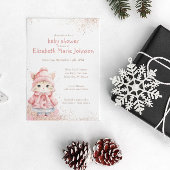 かわいいウオーターカラーキティキャットウィンターコート誕生日 招待状