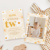 かわいいイエローデイジー2nd誕生日の写真 招待状