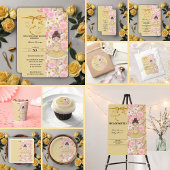 かわいい黄色ツチュバレリナ蝶ベビーシャワー 招待状