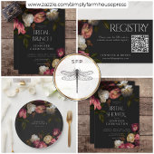 ダークブルゴーニュ&クリームピーニーブラックシャワー スタンダードランチョンナプキン