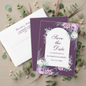 ダークパープル牡丹が日付カードを保存 招待状 (この独立クリエイターのコレクションをカスタマイズ。テスト)