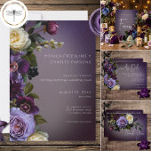 Dark Moody Purple & Lavender Floral Modern Wedding 台座サイン