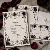 Dark Victorian Gothic Floral Wedding Address Label ラベル