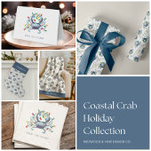 Monogram Coastal Crab Christmas Lights ブラッシュドポリエステルツリースカート