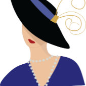 アートデコ1930年代 広い黒い帽子の女性 スクエアシール