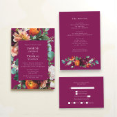 Elegant Floral QR Code Wedding Website Card 名刺