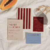 Deep Red Whimsical Modern QR Code Photo Wedding 招待状