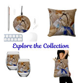 ブルーリボン付きデガスダンサー クッション