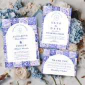 Delft Blue Patchwork Porcelain Wedding セーブザデート