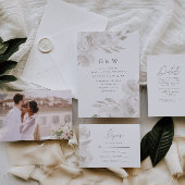 繊細な中立フローラと葉の結婚式の出欠 出欠カード