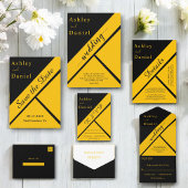 ラグジュアリーエレガントブラック&金ゴールドシック・ギルド結婚ズ 招待状