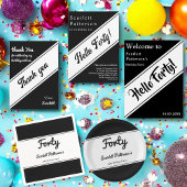 黒エレガントモダン白シック誕生日 サンキューカード