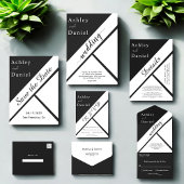 白エレガント黒のモダンデリケート結婚ズ 招待状