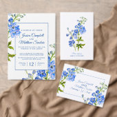 Blue delphinium botanical wedding order of event 台座サイン (この独立クリエイターのコレクションをカスタマイズ。)