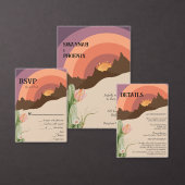 砂漠の日没の目的地の結婚式の日付を保存 セーブザデート (この独立クリエイターのコレクションをカスタマイズ。)