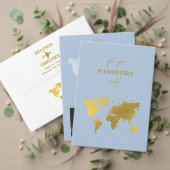 Wedding Passport Dusty Blue Gold Seating Chart ポスター (この独立クリエイターのコレクションをカスタマイズ。テスト)