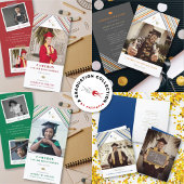 赤金ゴールド対角ストライプ卒業式モダンパーティー 招待状