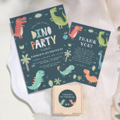 Dino Party | かわいい恐竜 初誕生日 招待状