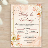 Peach Invitation boda durazno naranja claro 招待状