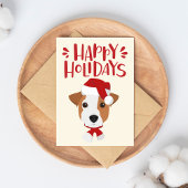 ハッピーホリデー – かわいいジャックラッセルクリスマス ラウンドシール