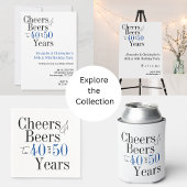 Double Celebration Cheers Beer Birthday Party Blue 招待状