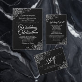 シンプルエレガント黒4テーブル結婚の座席表 ポスター (この独立クリエイターのコレクションをカスタマイズ。)