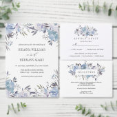 ドリームブルー |ファンシー素朴な花結婚の 招待状 (この独立クリエイターのコレクションをカスタマイズ。)