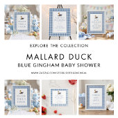 Duck Blue Gingham Baby Shower Thank You カード