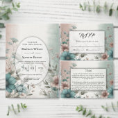 ダスキー ペタルズ アンド ソフト セレニティ フラワーズ ウェディング 招待状 (この独立クリエイターのコレクションをカスタマイズ。)