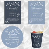 ダスティブルーデイジーホワイトバタフライブライダルシャワー スタンダードカクテルナプキン