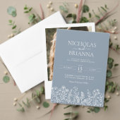 モノグラムダスティブルーミニマリストエレガントな結婚式 スクエアペーパーコースター (この独立クリエイターのコレクションをカスタマイズ。テスト)