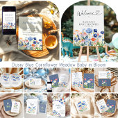 Boho Blue Cornflower Meadow Books for Baby Shower エンクロージャーカード
