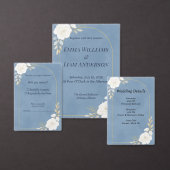 Dusty Blue Elegant Wedding Thank You Card サンキューカード (この独立クリエイターのコレクションをカスタマイズ。)