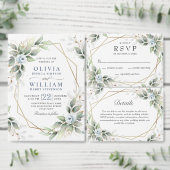 ダスティブエレガントルーグリーンリー婚約パーティ 招待状 (この独立クリエイターのコレクションをカスタマイズ。)