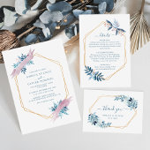 Geometric Dusty Blue Elegant Rehearsal Dinner 招待状