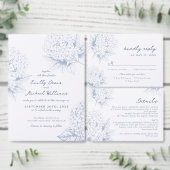 Dusty Blue Hydrangea Wedding Save the Date Card セーブザデート (この独立クリエイターのコレクションをカスタマイズ。)
