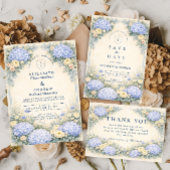 Dusty Blue Hydrangea Garden Wedding サンキューカード