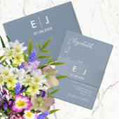 ダスティブルー&ホワイトモノグラム結婚ズ フェイバータグ