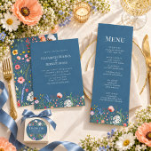 ダスティブルーのワイルドフラワーの草原の結婚式のお礼 ラウンドシール