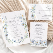 Dusty Blue Sage Wildflower Wedding Return Address ラベル