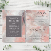 コーラルグレイ抽象芸術結婚ブラシストローク詳細 エンクロージャーカード (この独立クリエイターのコレクションをカスタマイズ。)