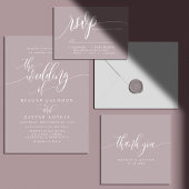 Dusty Lavender Simple Modern Script Wedding 招待状